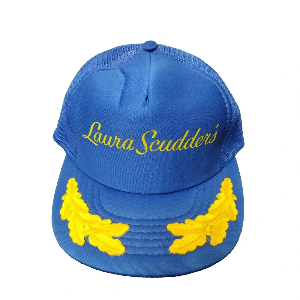 VINTAGE Laura Scudder's  Blue Scrambled Eggs Strapback Baseball Hat Cap Trucker